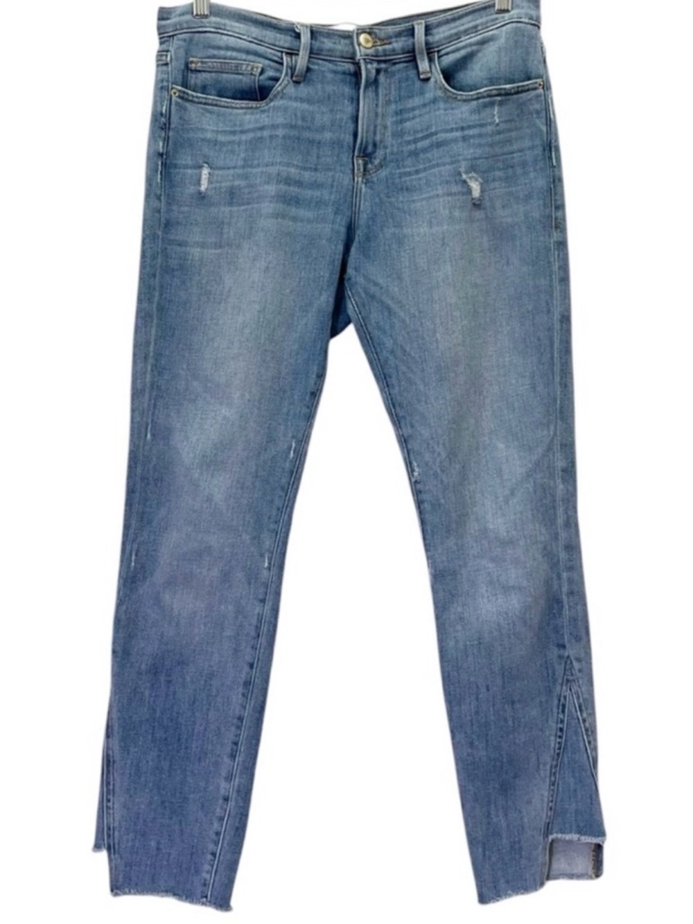 FRAME Le Boy Straight Crop Jeans Beaudry Wash Gusset Hem Size 26 - Picture 2 of 12